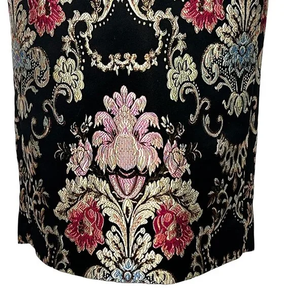 Nicole Miller Collection Black Gold Baroque Print Strapless Corset Dress - Picture 11 of 14